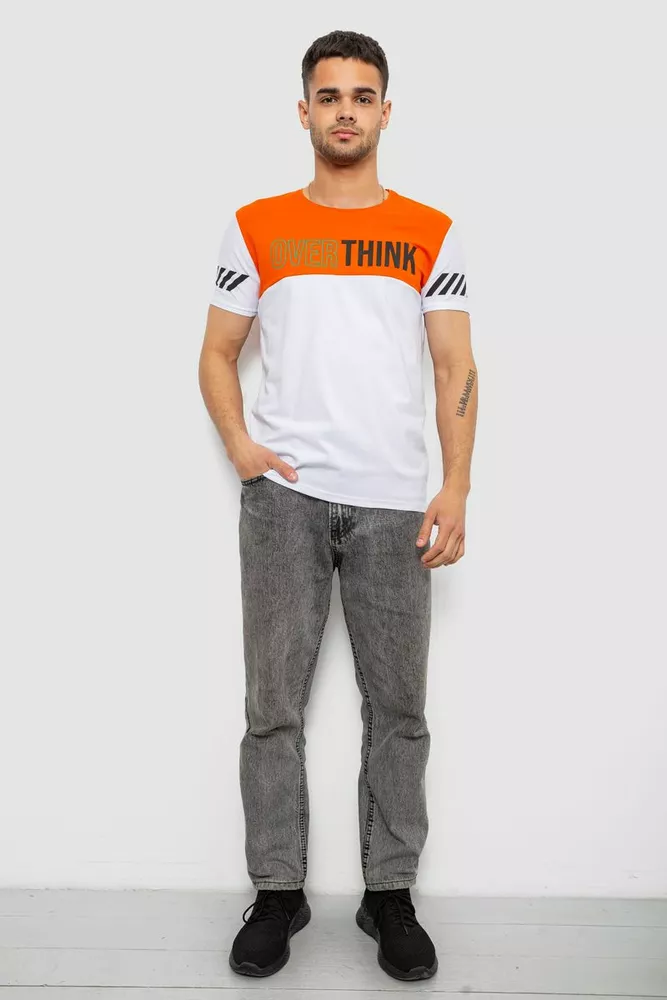 Купить Футболка мужская с принтом, цвет белый, 244R1112 - Фото №2