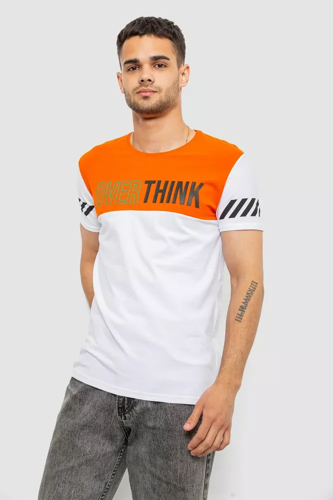 Купить Футболка мужская с принтом, цвет белый, 244R1112 - Фото №3