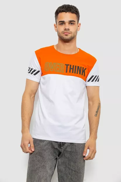 Футболка мужская с принтом, цвет белый, 244R1112