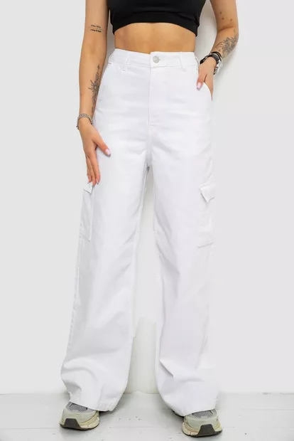 Джинси жіночі Loose Fit з кишенями, колір білий, 182R2552