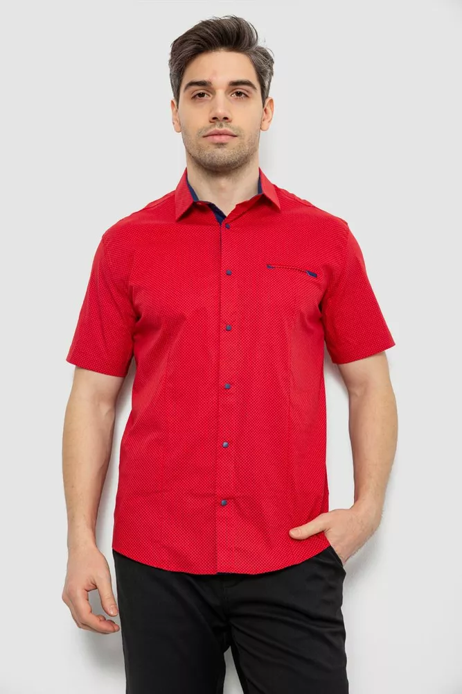 Купить Мужская рубашка с принтом, цвет красный, 186R7124 - Фото №1