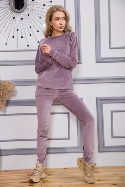 Спорт костюм женский велюровый, цвет светло-сливовый, 102R272