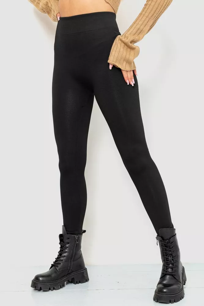 Купити Лосіни безшовні на флісі, колір чорний, 139RW822 - Фото №4