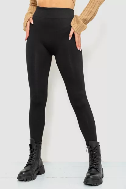 Лосіни безшовні на флісі, колір чорний, 139RW822