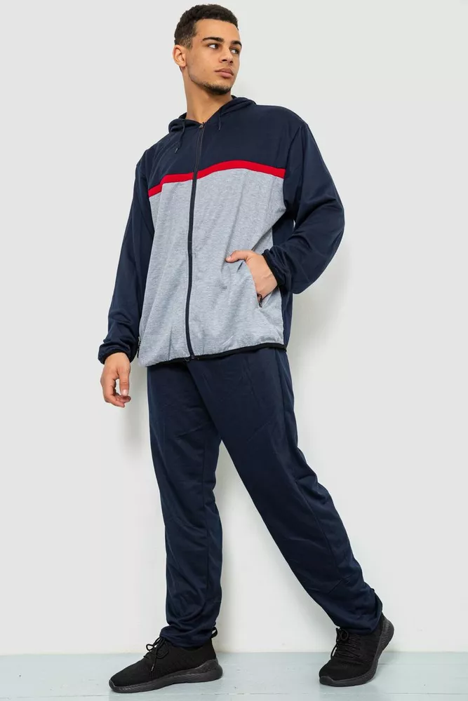 Купити Спорт костюм чоловічий, колір синьо-сірий, 244R9133 - Фото №3