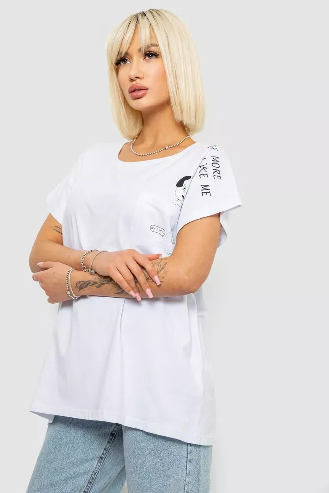 Купить Футболка женская с принтом, цвет белый, 244R2418 - Фото №3