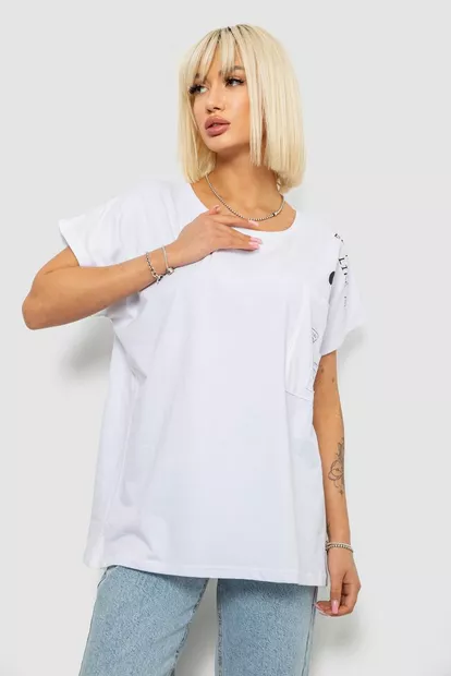 Футболка женская с принтом, цвет белый, 244R2418