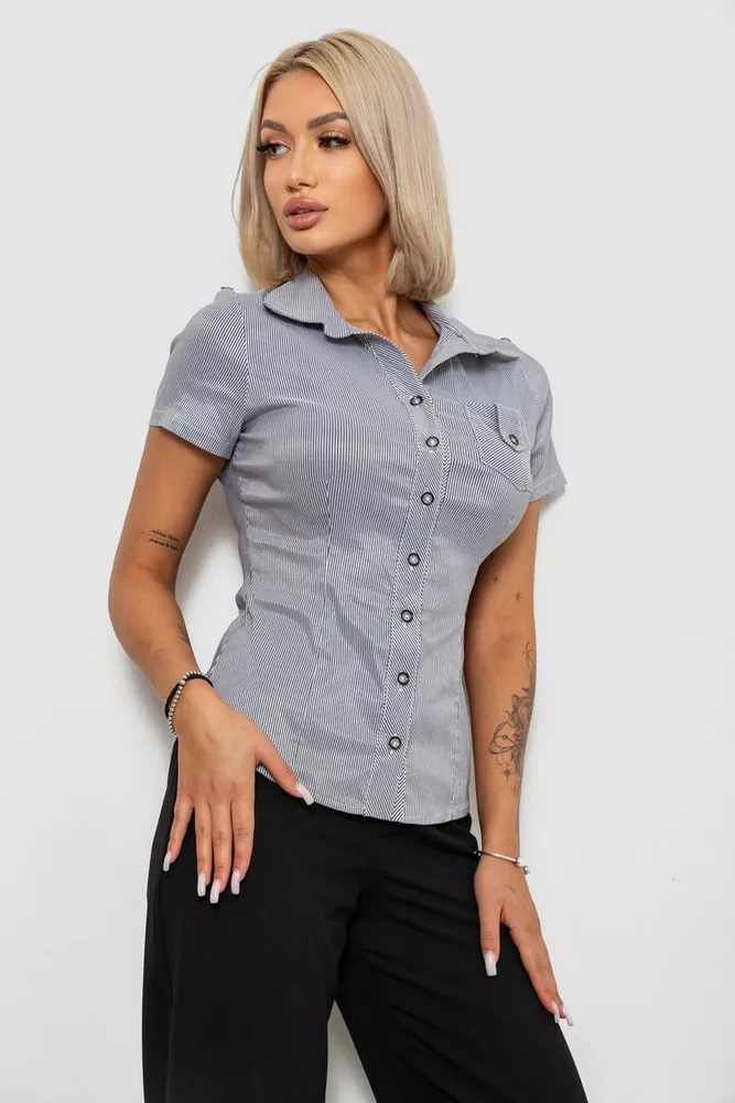 Купить Рубашка классическая в полоску, цвет серый, 230R668-1 - Фото №3