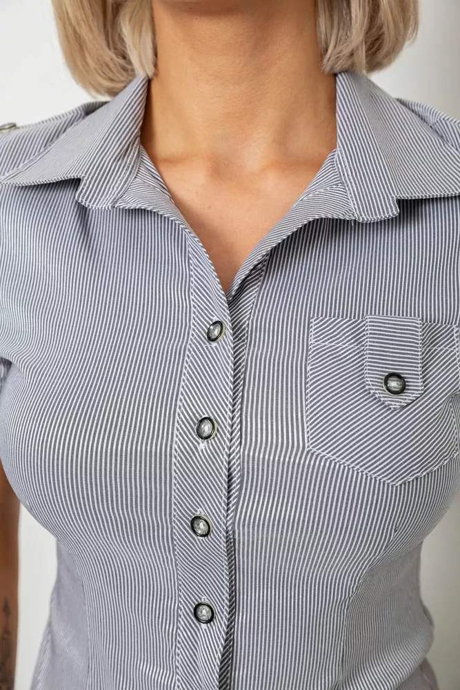 Купить Рубашка классическая в полоску, цвет серый, 230R668-1 - Фото №5