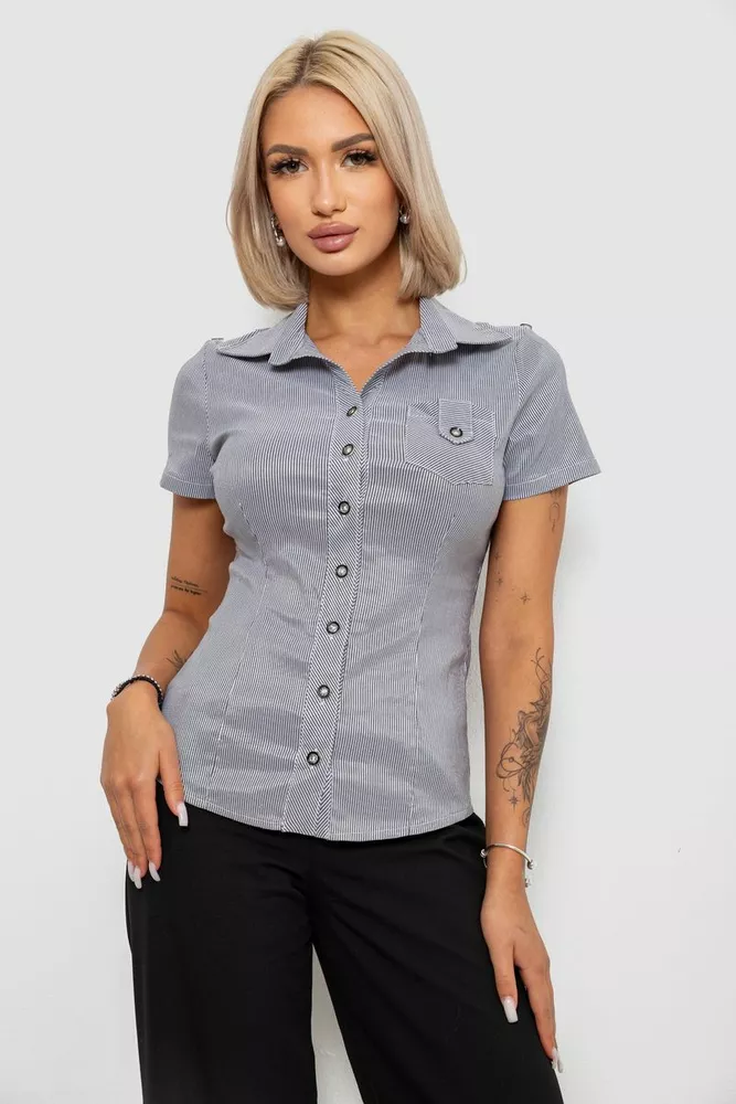 Купить Рубашка классическая в полоску, цвет серый, 230R668-1 - Фото №1