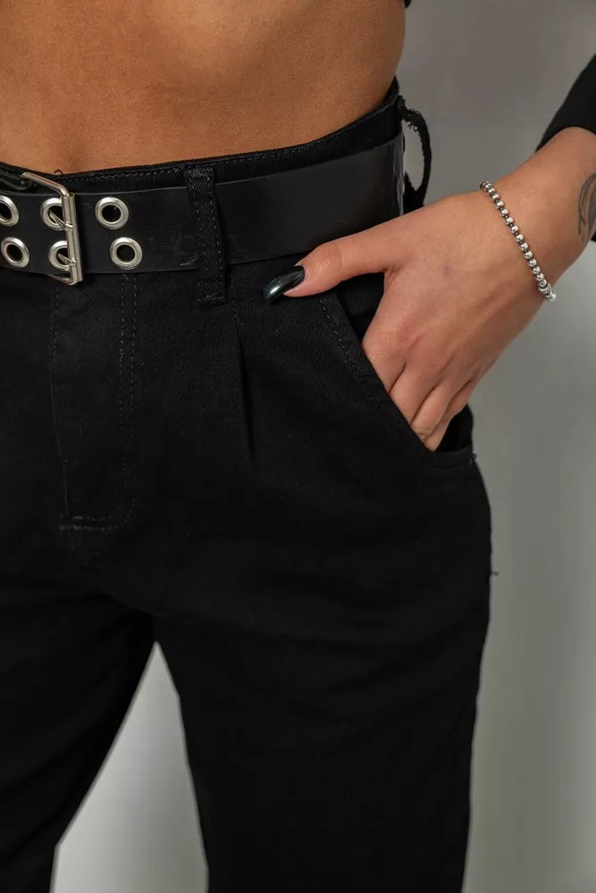 Купити Джинси жіночі однотонні Balon, колір чорний, 244R001170 - Фото №5