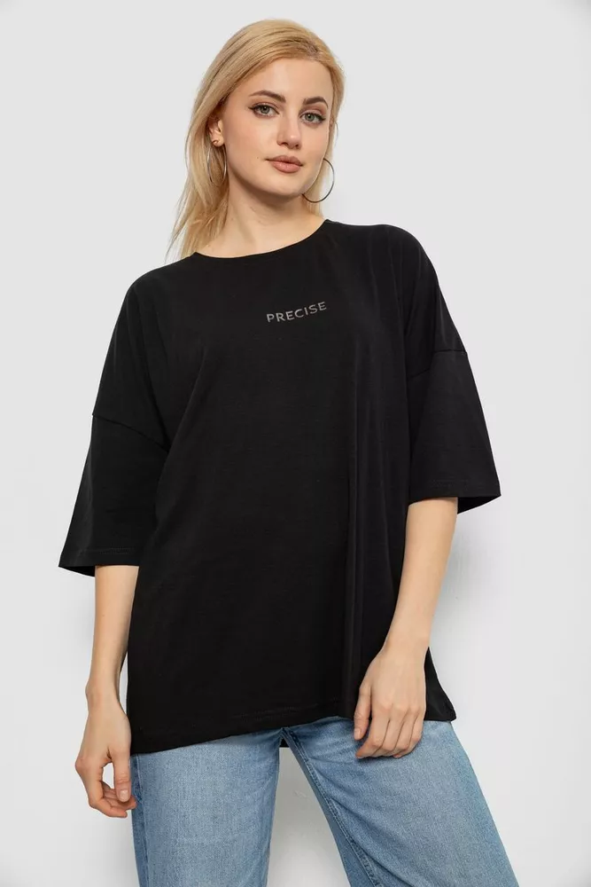 Купить Футболка женская с принтом, цвет черный, 244R2021-5 - Фото №1