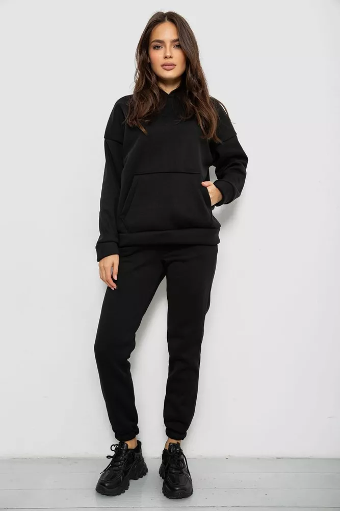 Купити Спортивний костюм жіночий на флісі  -уцінка, колір чорний, 257R85-U - Фото №1