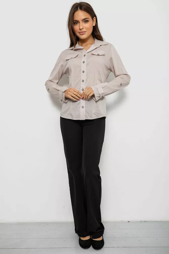 Купити Сорочка жіноча однотонна  -уцінка, колір світло-бежевий, 230R068-8-U - Фото №2