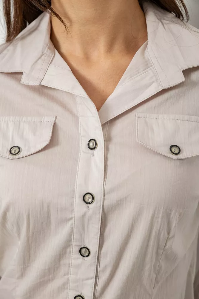 Купити Сорочка жіноча однотонна  -уцінка, колір світло-бежевий, 230R068-8-U - Фото №5