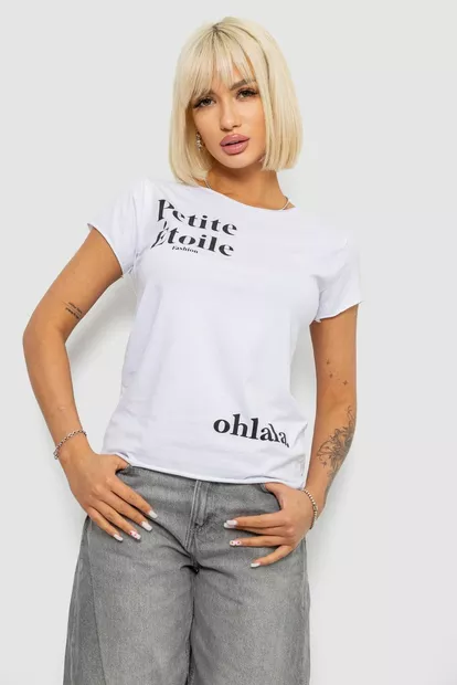 Футболка женская с принтом, цвет белый, 244R1008-5