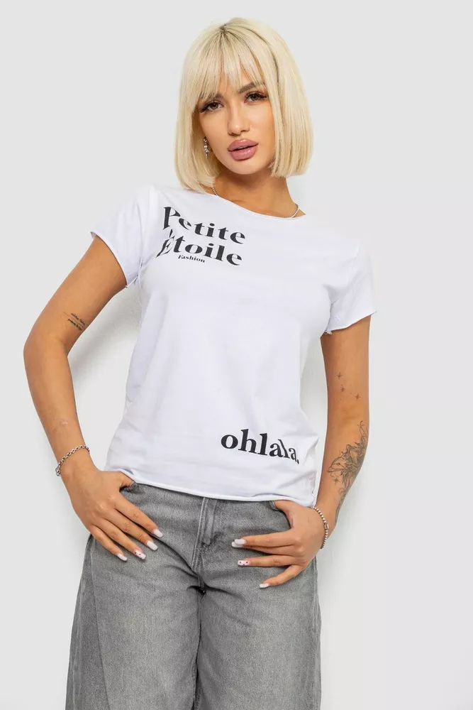 Купить Футболка женская с принтом, цвет белый, 244R1008-5 - Фото №1