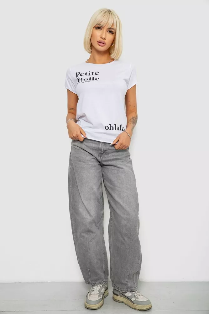 Купить Футболка женская с принтом, цвет белый, 244R1008-5 - Фото №2