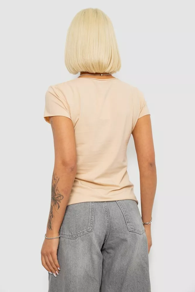 Купить Футболка женская с принтом, цвет бежевый, 244R1008-5 - Фото №4