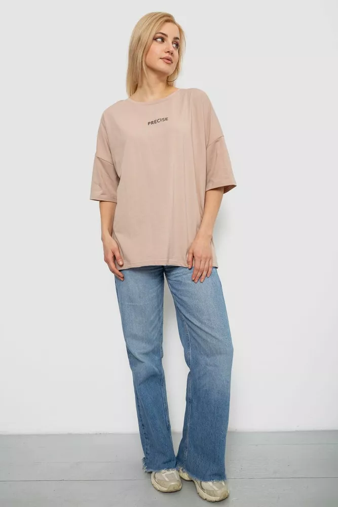 Купить Футболка женская с принтом, цвет бежевый, 244R2021-5 - Фото №2