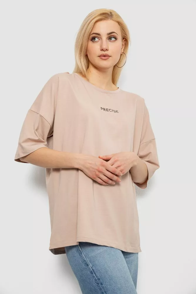 Купить Футболка женская с принтом, цвет бежевый, 244R2021-5 - Фото №3