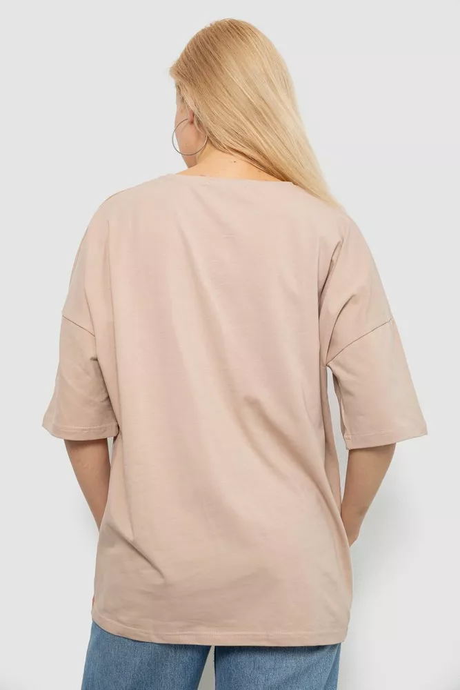 Купить Футболка женская с принтом, цвет бежевый, 244R2021-5 - Фото №4