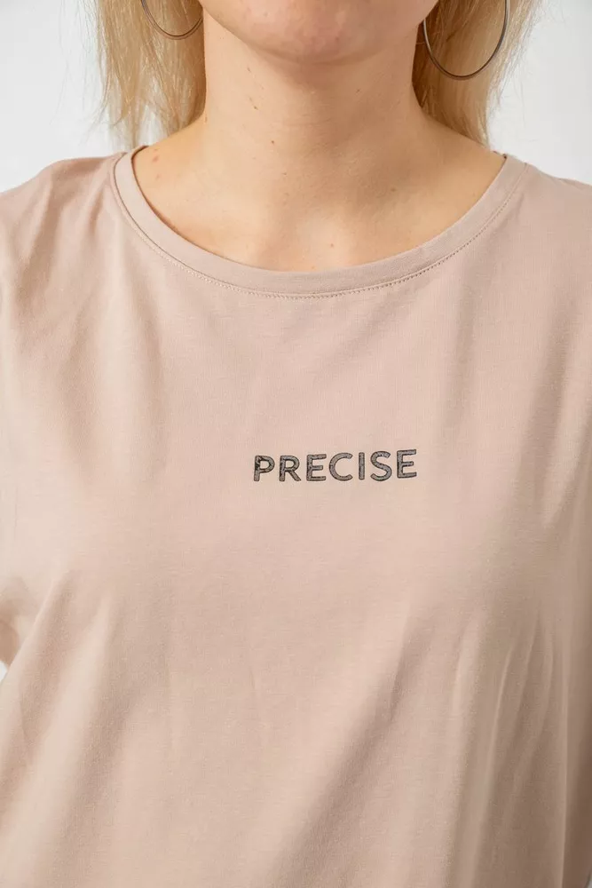 Купить Футболка женская с принтом, цвет бежевый, 244R2021-5 - Фото №5