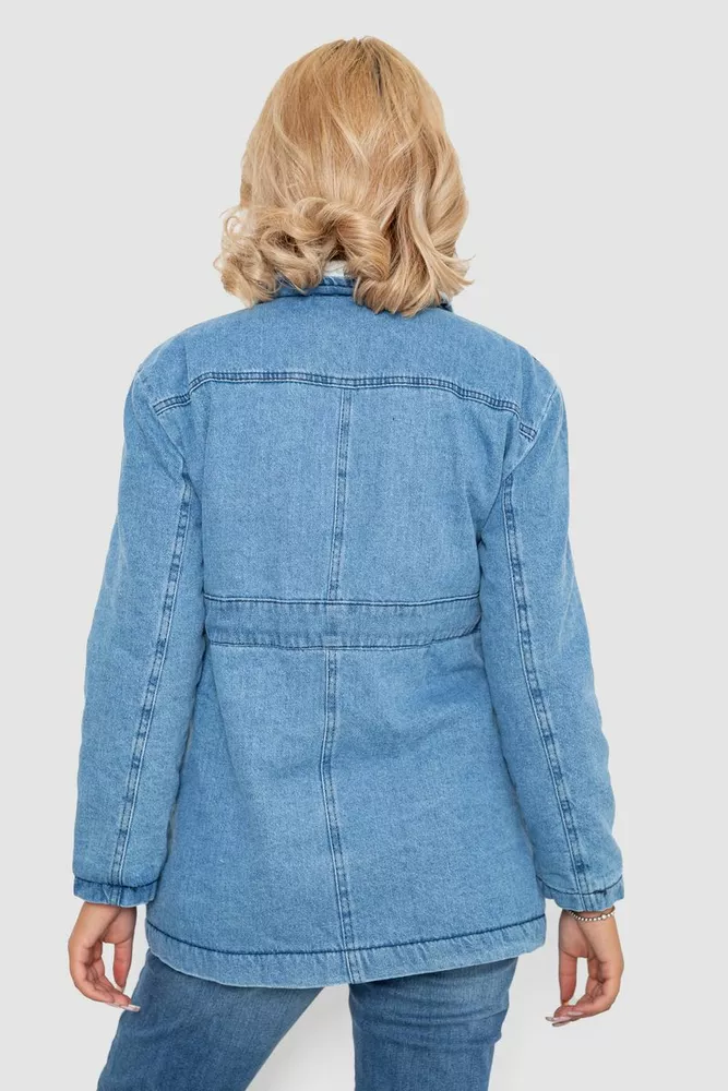 Купити Джинсова куртка жіноча коротка, колір блакитний, 247R9827 - Фото №4