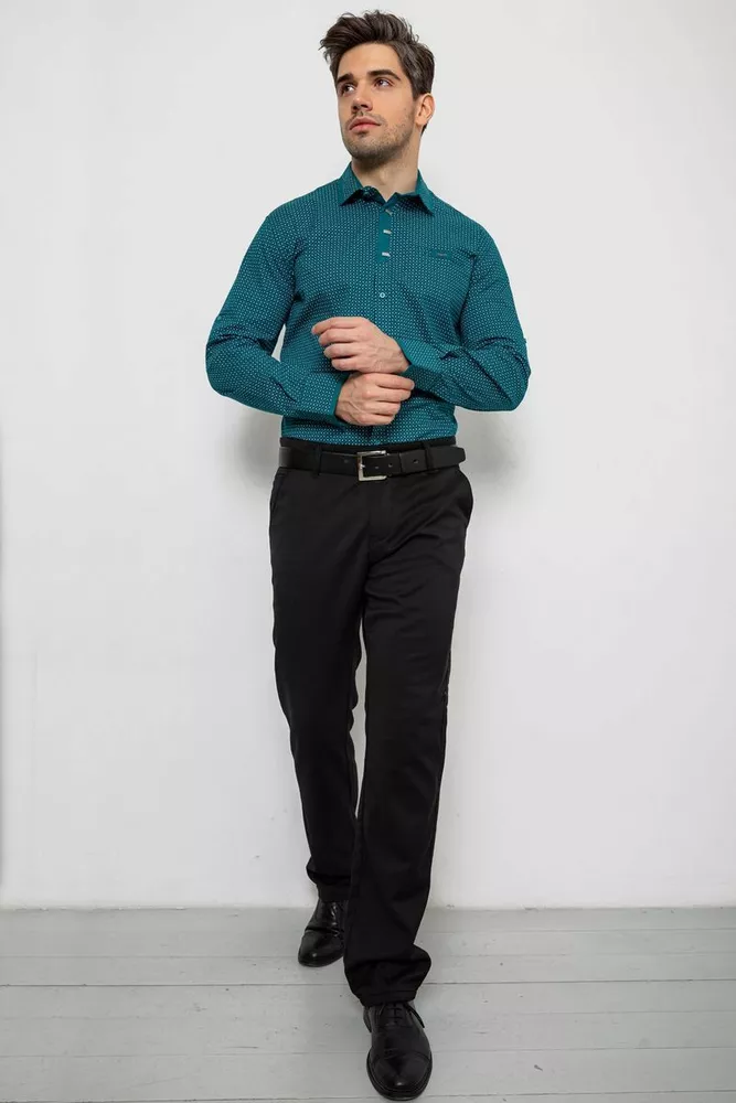 Купить Рубашка мужская с принтом  -уценка, цвет зеленый, 214R7467-U оптом - Фото №2