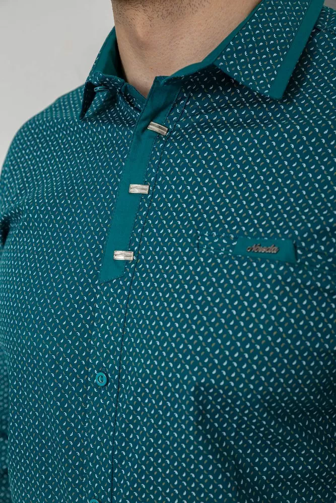 Купить Рубашка мужская с принтом  -уценка, цвет зеленый, 214R7467-U оптом - Фото №5