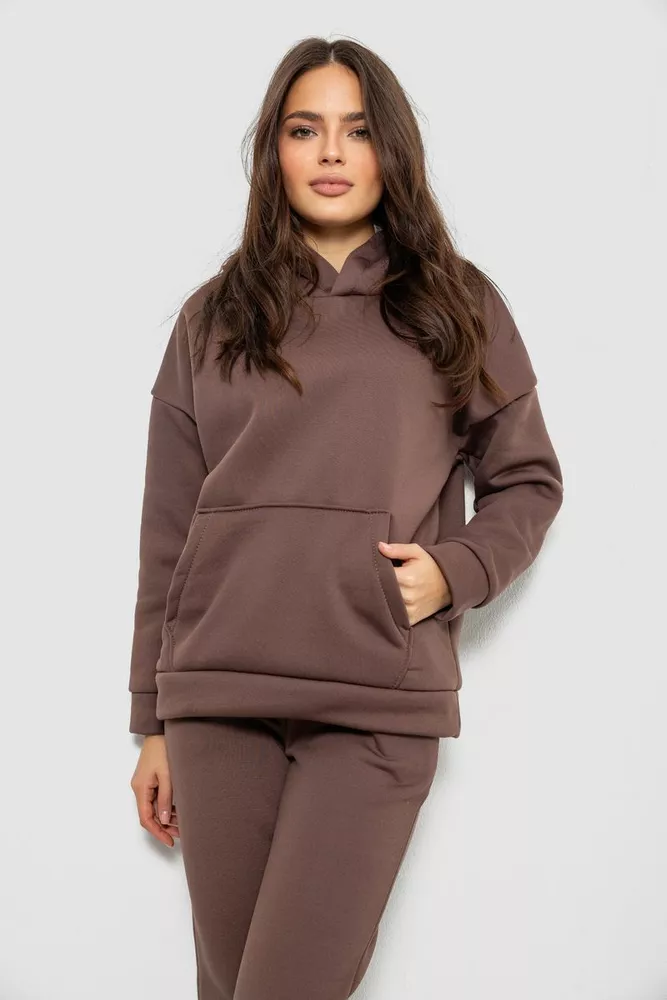Купити Спортивний костюм жіночий на флісі  -уцінка, колір коричневий, 257R85-U-1 - Фото №2