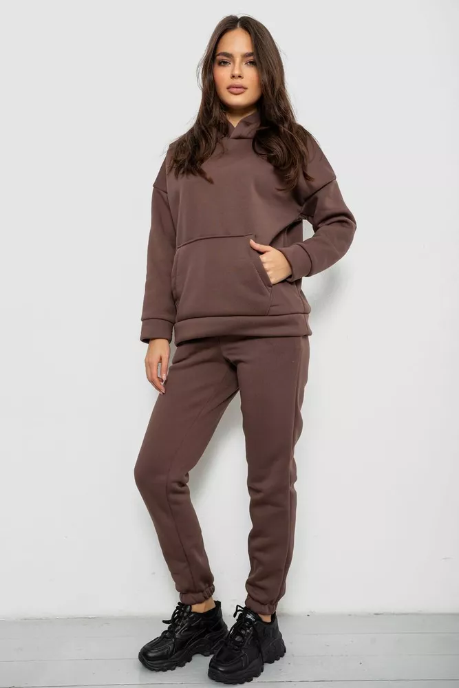 Купити Спортивний костюм жіночий на флісі  -уцінка, колір коричневий, 257R85-U-1 - Фото №3
