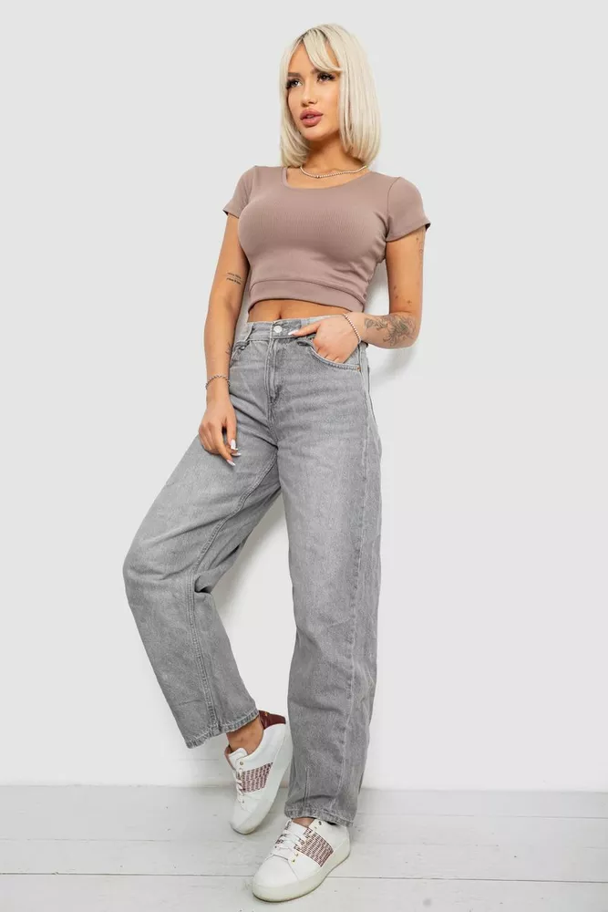 Купити Топ жіночий однотонний в рубчик, колір мокко, 214R262 оптом - Фото №2