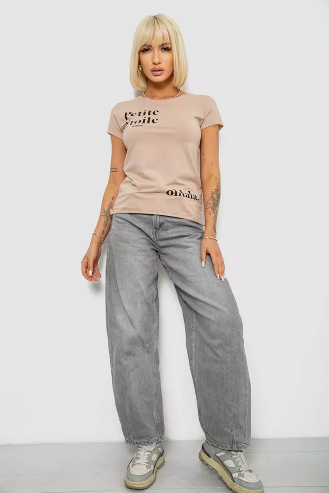 Купить Футболка женская с принтом, цвет мокко, 244R1008-5 - Фото №2