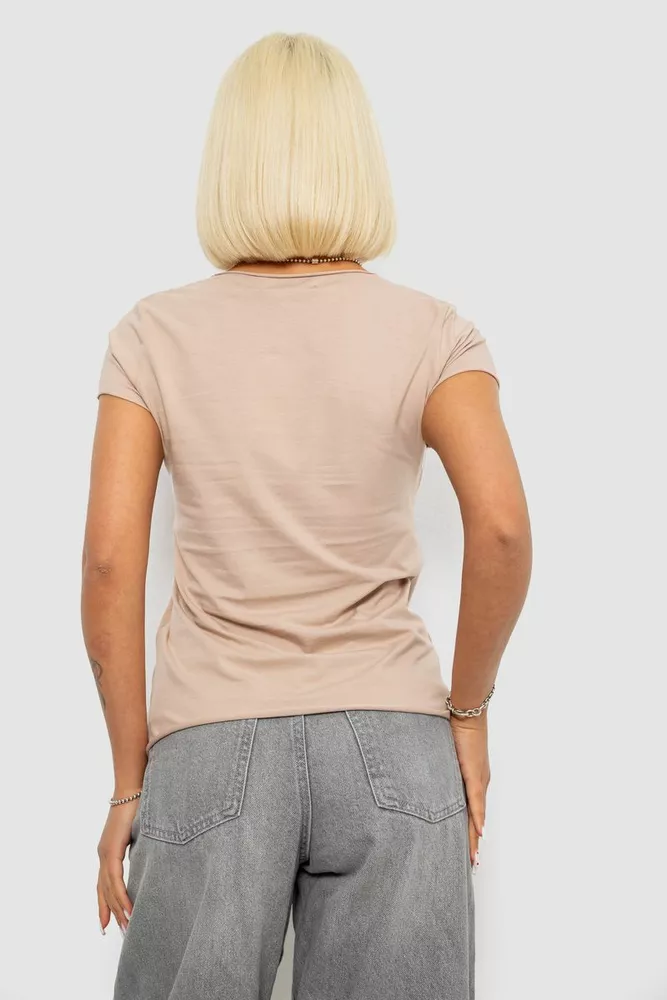 Купить Футболка женская с принтом, цвет мокко, 244R1008-5 - Фото №4