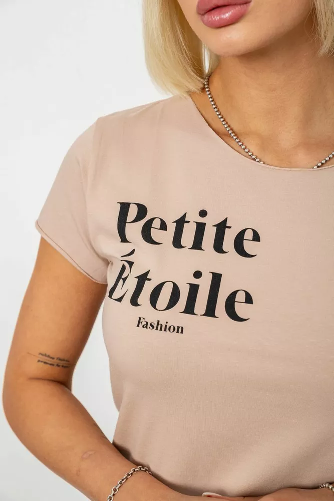 Купить Футболка женская с принтом, цвет мокко, 244R1008-5 - Фото №5