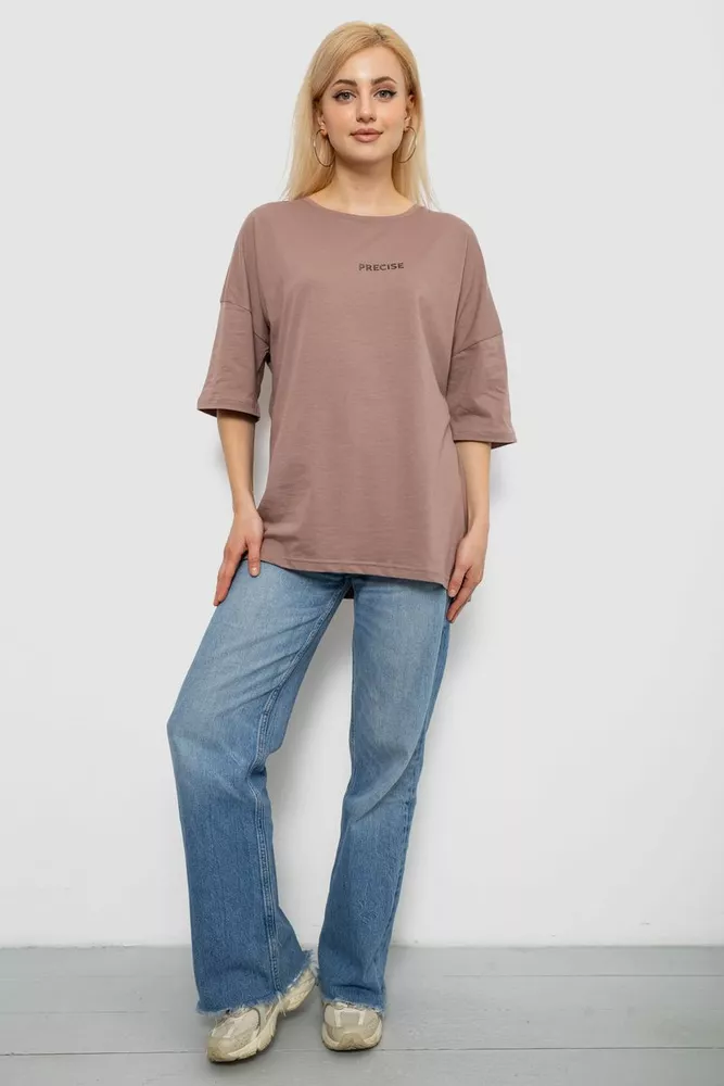 Купить Футболка женская с принтом, цвет мокко, 244R2021-5 - Фото №2