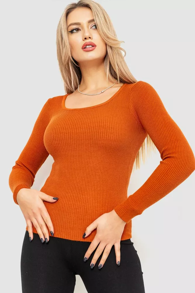Купити Водолазка жіноча в рубчик, колір теракотовий, 204R9024 - Фото №1
