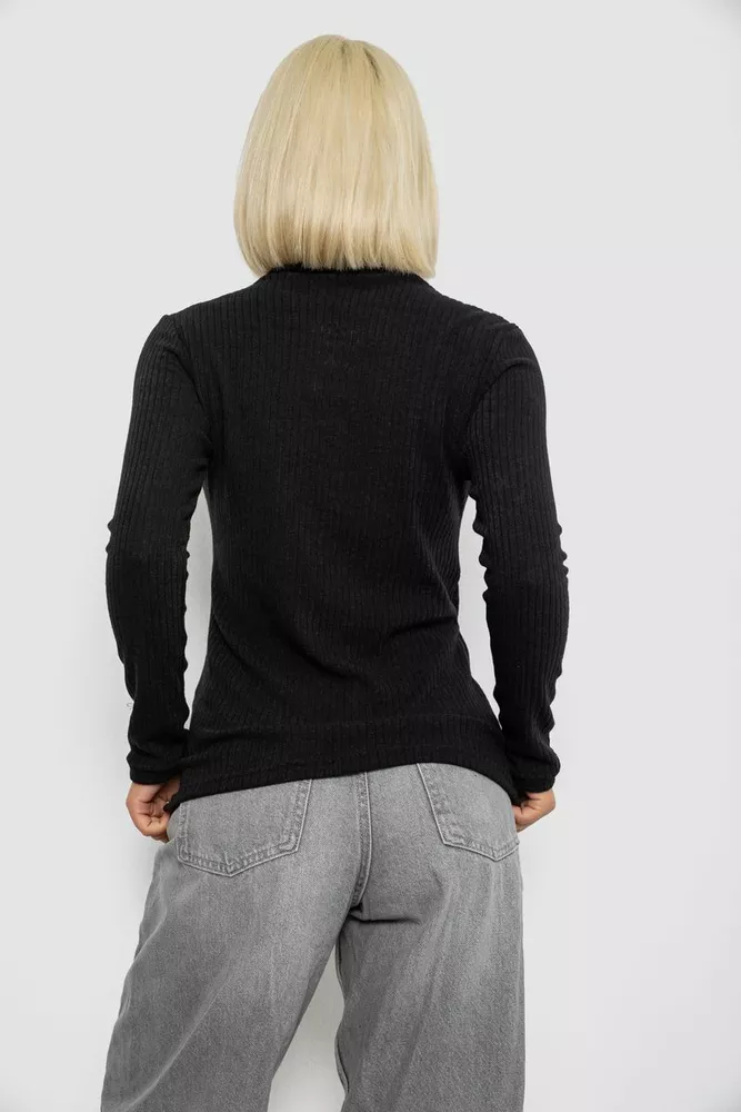 Купить Гольф женский однотонный в рубчик, цвет черный, 257R101 - Фото №4