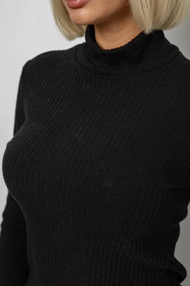 Купить Гольф женский однотонный в рубчик, цвет черный, 257R101 - Фото №5