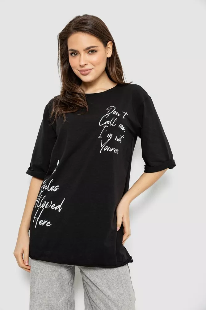 Купить Футболка женская с принтом 0, цвет черный, 244R1024-1 - Фото №1