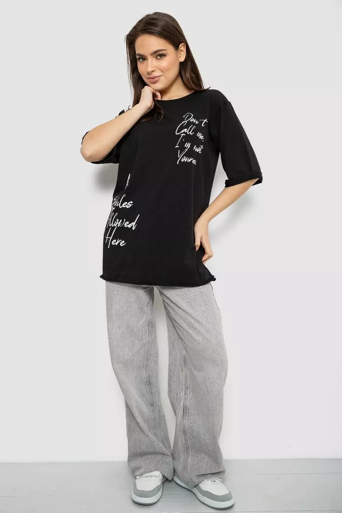 Купить Футболка женская с принтом 0, цвет черный, 244R1024-1 - Фото №2