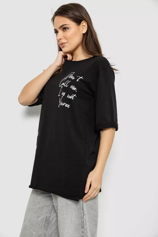 Купить Футболка женская с принтом 0, цвет черный, 244R1024-1 - Фото №3