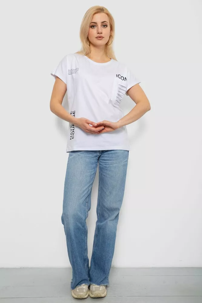 Купить Футболка женская с принтом, цвет белый, 244R2318-5 - Фото №2