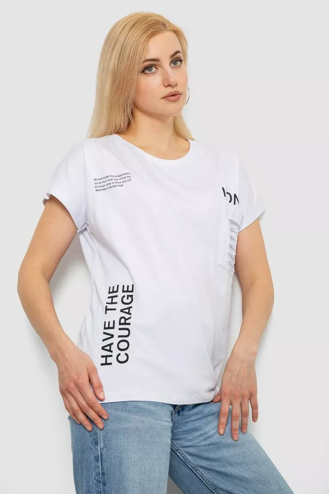 Купить Футболка женская с принтом, цвет белый, 244R2318-5 - Фото №3