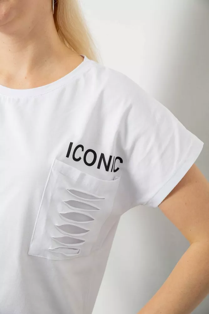 Купить Футболка женская с принтом, цвет белый, 244R2318-5 - Фото №5