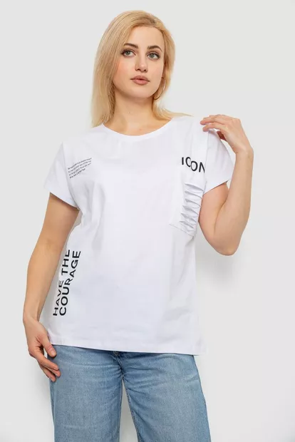 Футболка женская с принтом, цвет белый, 244R2318-5