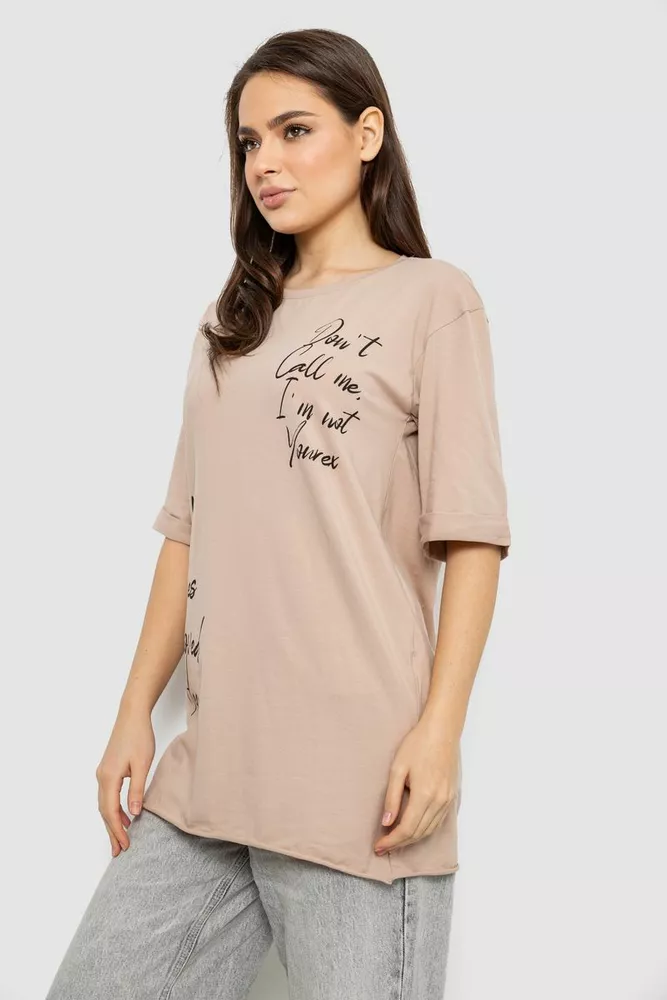 Купить Футболка женская с принтом 0, цвет бежевый, 244R1024-1 - Фото №3