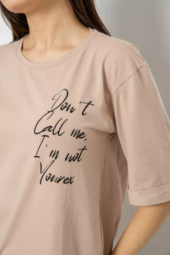 Купить Футболка женская с принтом 0, цвет бежевый, 244R1024-1 - Фото №5