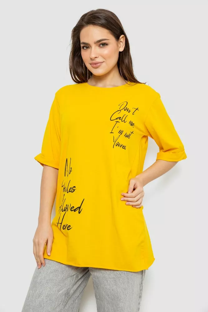 Купить Футболка женская с принтом 0, цвет желтый, 244R1024-1 оптом - Фото №1